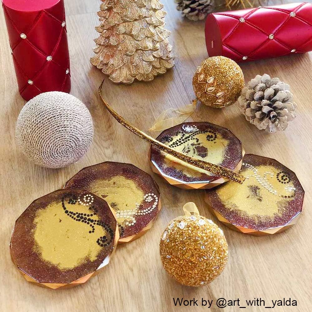 4 Pack Coaster Molds - Diamond Edge Crystal & Round Geode Silicone Molds for Epoxy Resin Casting