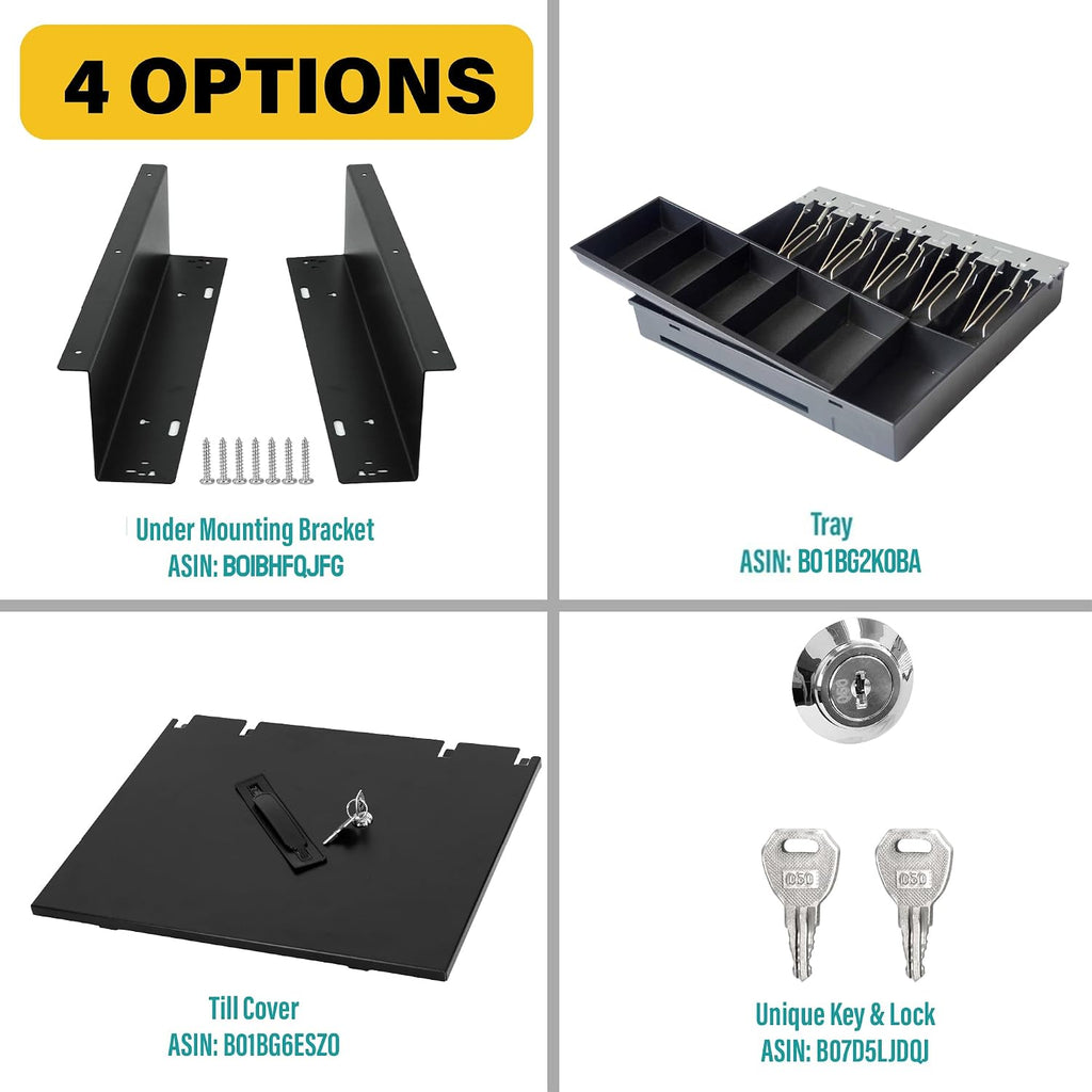 16inch Heavy Duty Manual Push-Open Cash Drawer with 5Bill/5Coin, Removable Till, Stainless Steel Front with Single