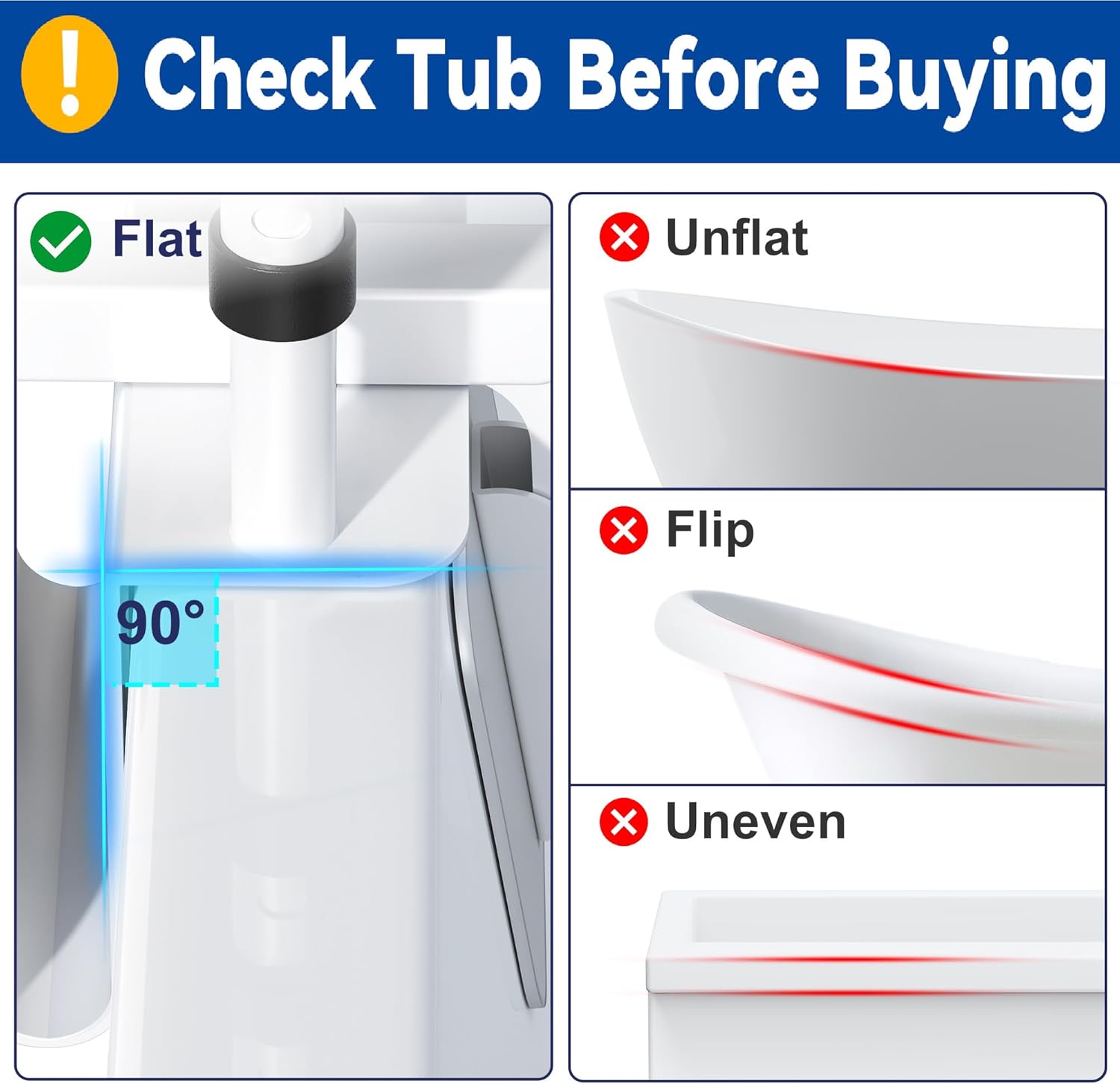 Adjustable Bathtub Safety Rail, Bathtub Handle Grab Bar with Non-Slip Grip for Seniors, Elderly, Fits 3.1 to 6.7 Inch