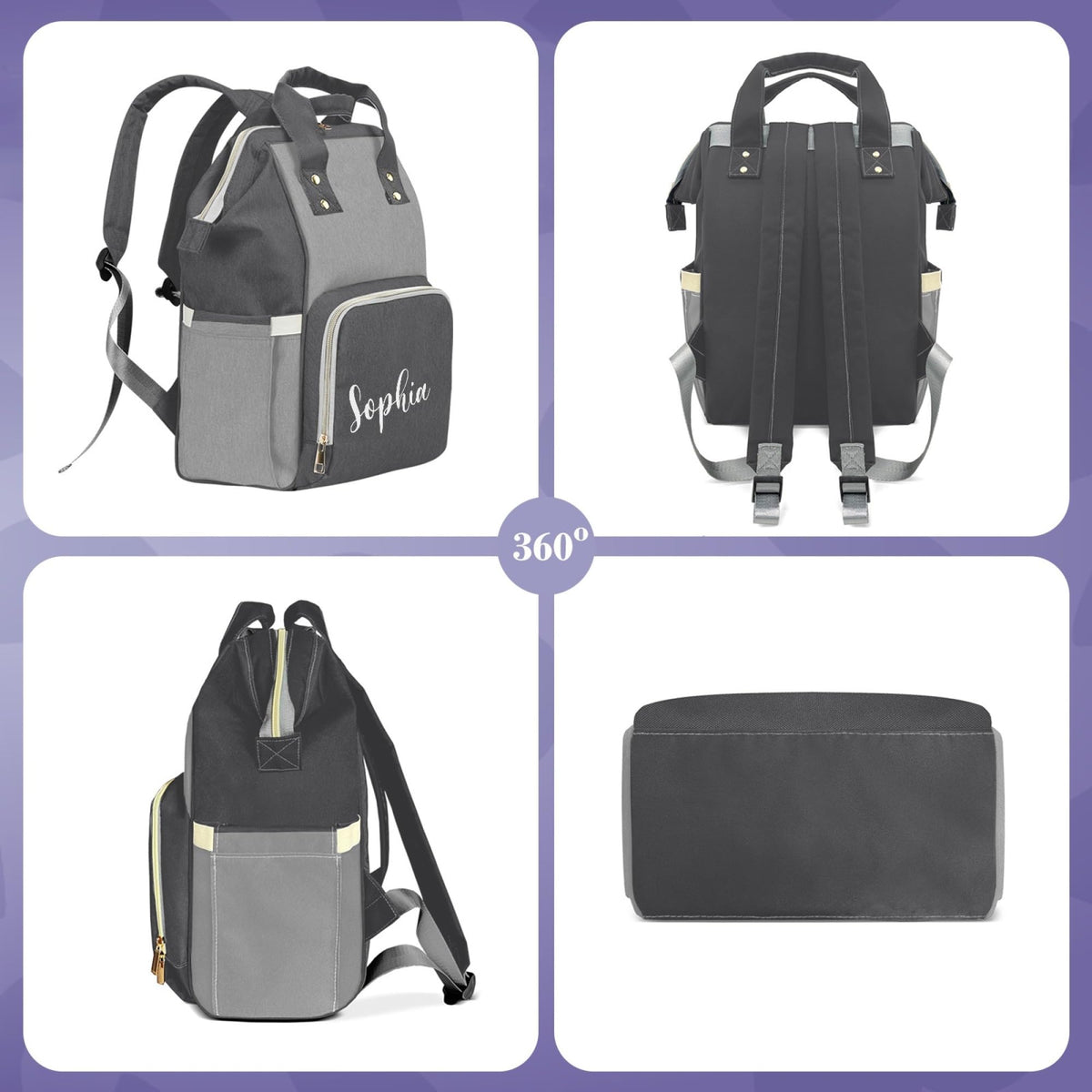 Custom Diaper Bag with Name Personalized Mommy Backpack