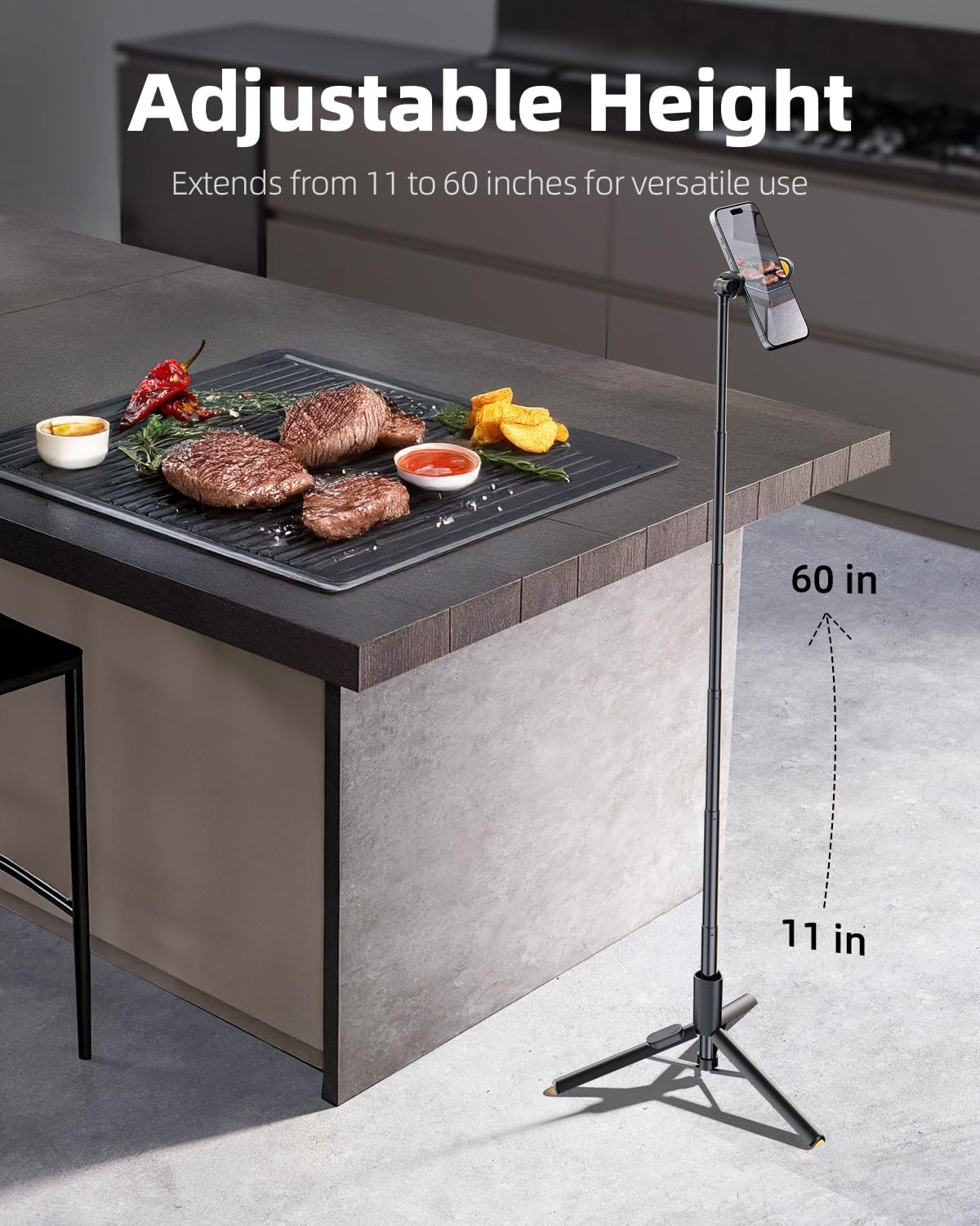 Selfie Stick Tripod for iPhone, 60" Lightweight Phone Tripod Stand with Wireless Remote, Extendable Selfie Stick for
