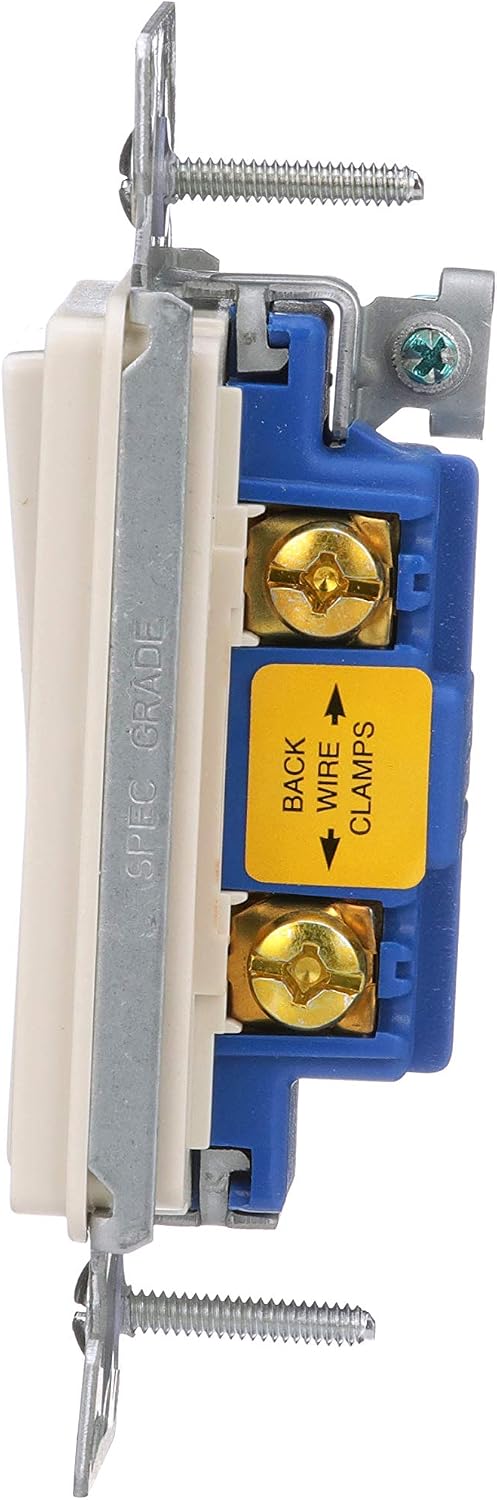Eaton 7511LA 15-Amp 120/277-volt Heavy-Duty Grade Single-Pole Decorator Lighted Switch, Light Almond