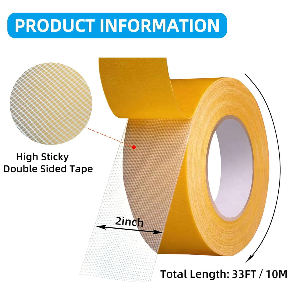Grid Double Sided Fabric Tape Heavy Duty Double Stick Carpet Tape