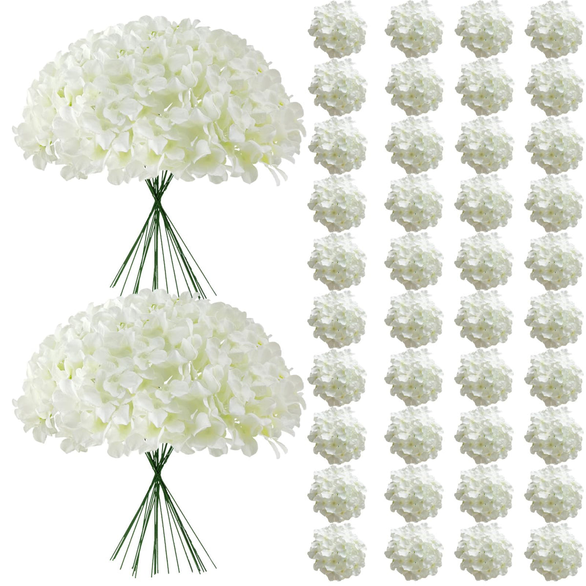 65Pcs White Hydrangea Artificial Flowers Bulk for Home Decor