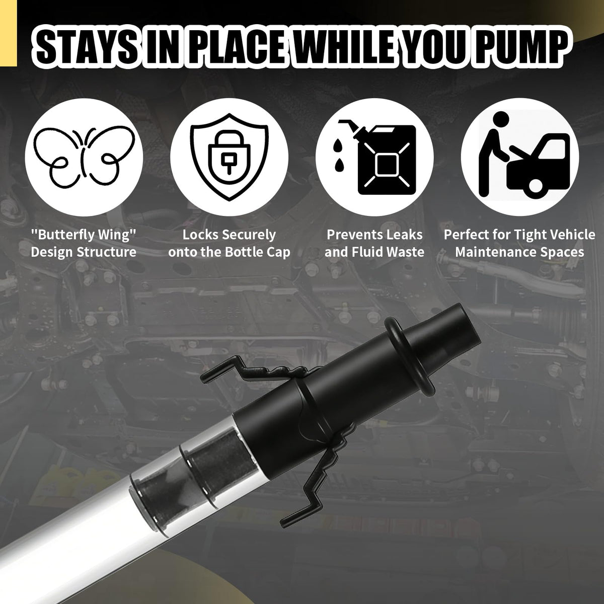 Fluid Pump for Gallon Bottles, 4 Size Cap Adapters (38/40/43/50mm) + Extension Tubes, Wide-Mouth Quart Compatible， Antifreeze with This 30cc Hand Pump(Not for Standard Quart)