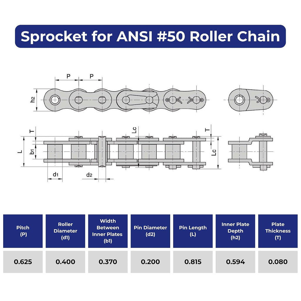 Jeremywell #50 Roller Chain Idler Sprocket 5/8" Bore Hardened 15 Tooth