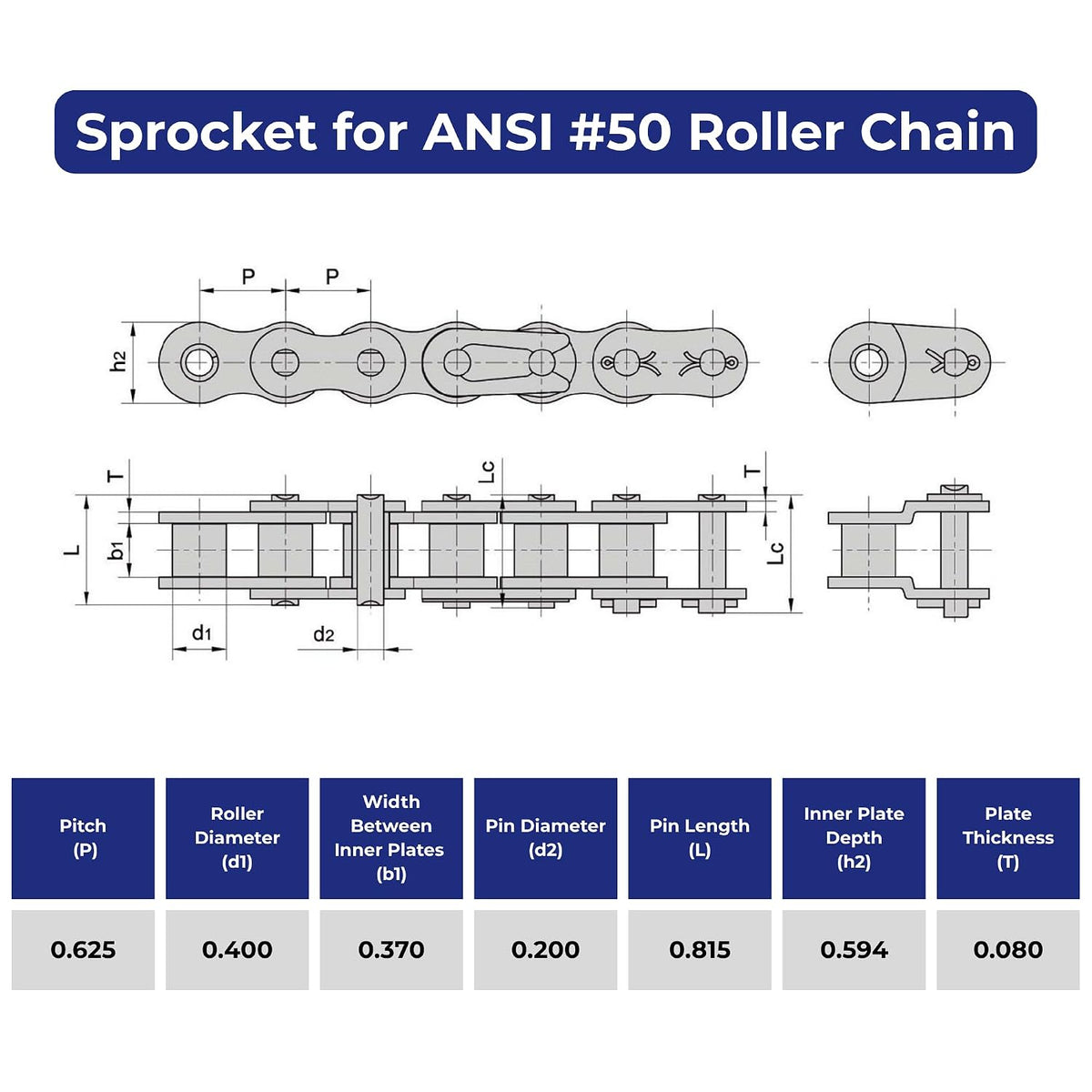 Jeremywell #50 Roller Chain Idler Sprocket 5/8" Bore Hardened 15 Tooth