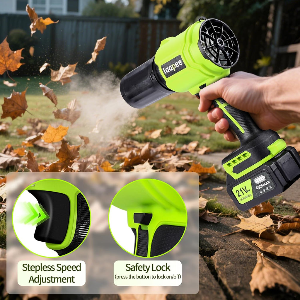 Leaf Blower Cordless with 2x4.0Ah Batteries and Charger,2 Extended Nozzles | Handheld Blower for Leaves Snow