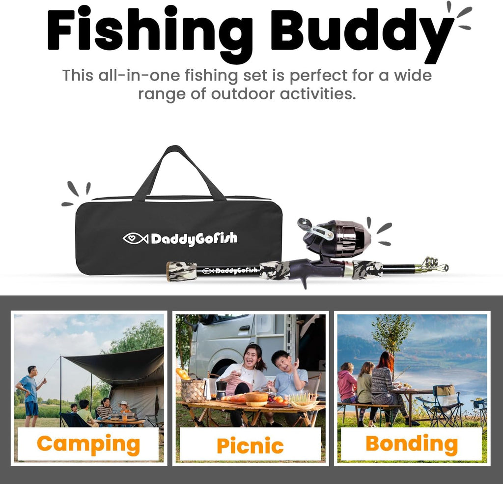 Kids Fishing Pole - Rod Reel Combo Tackle Box Starter Set - First Year Small Dock Gear Kit for Boys Girls Toddler