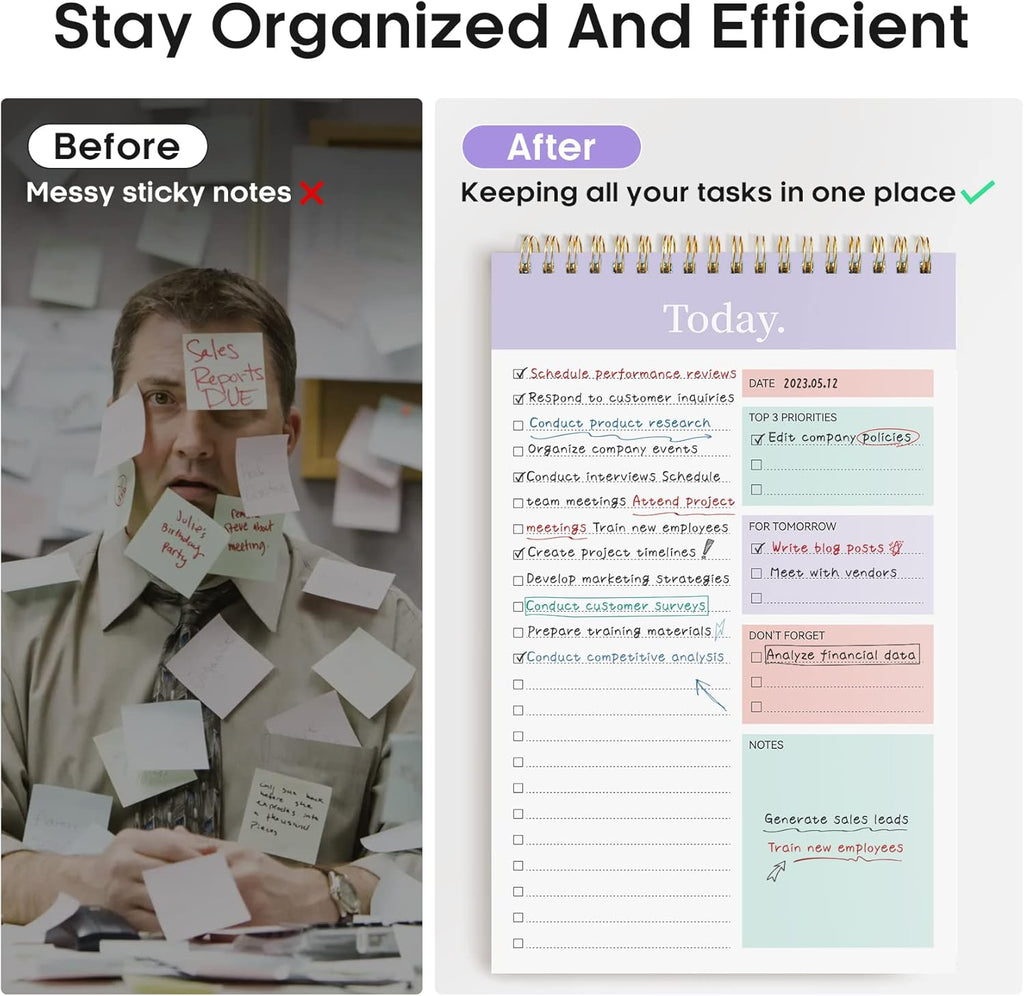 To Do List Notepad - To Do List Notebook for Work with 52 Sheets, 9.8" x 6.5", Undated Daily Planner Perfect for
