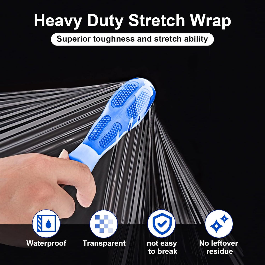 Stretch Film, RAZCC Stretch Wrap Industrial Strength, Shrink Wrap for Pallet Wrap, Heavy Duty Clear Plastic Wrap with