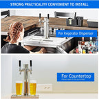Dual Tap Stainless Draft Beer Tap Tower, 3'' Base Kegerator Tower