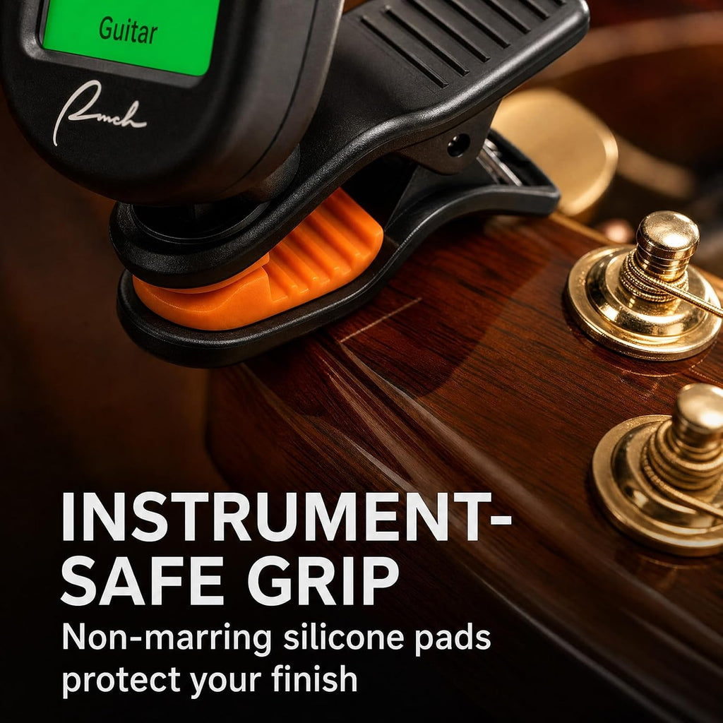 Clip-On Tuner for Guitar Bass Ukulele Violin Banjo - Chromatic | Vibration-Based Noise Immunity, 360° Rotatable