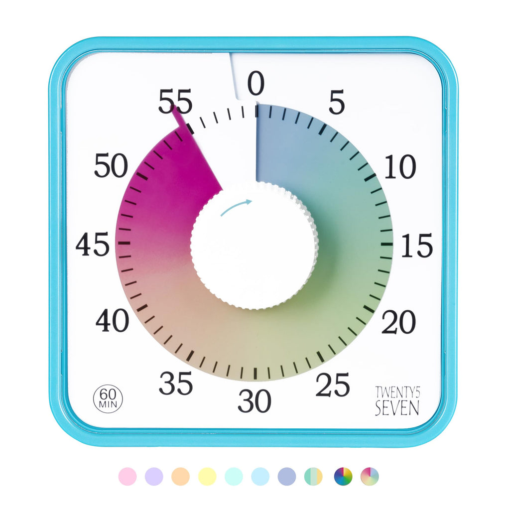 TWENTY5 SEVEN 7.5-Inch Visual Timer, Battery-Free 60-Minute Countdown Clock