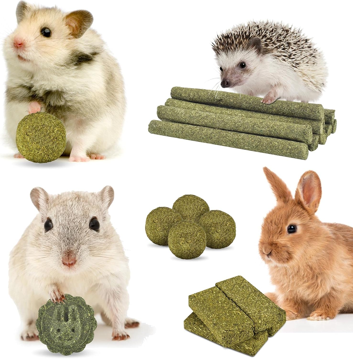 25Pcs Bunny Chew Toys, 100% Natural Timothy Hay Biscuit&Treats Sticks, Chew Toy for Teeth for Rabbit Chinchilla