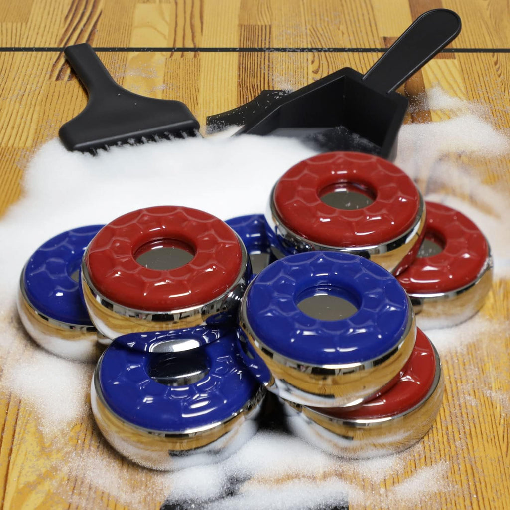 Shuffleboard Pucks and Sand Set - 2 1/8" Table Pucks with 2 Cans Wax | 2 Cans Medium Speed shuffleboard Sand and 53mm