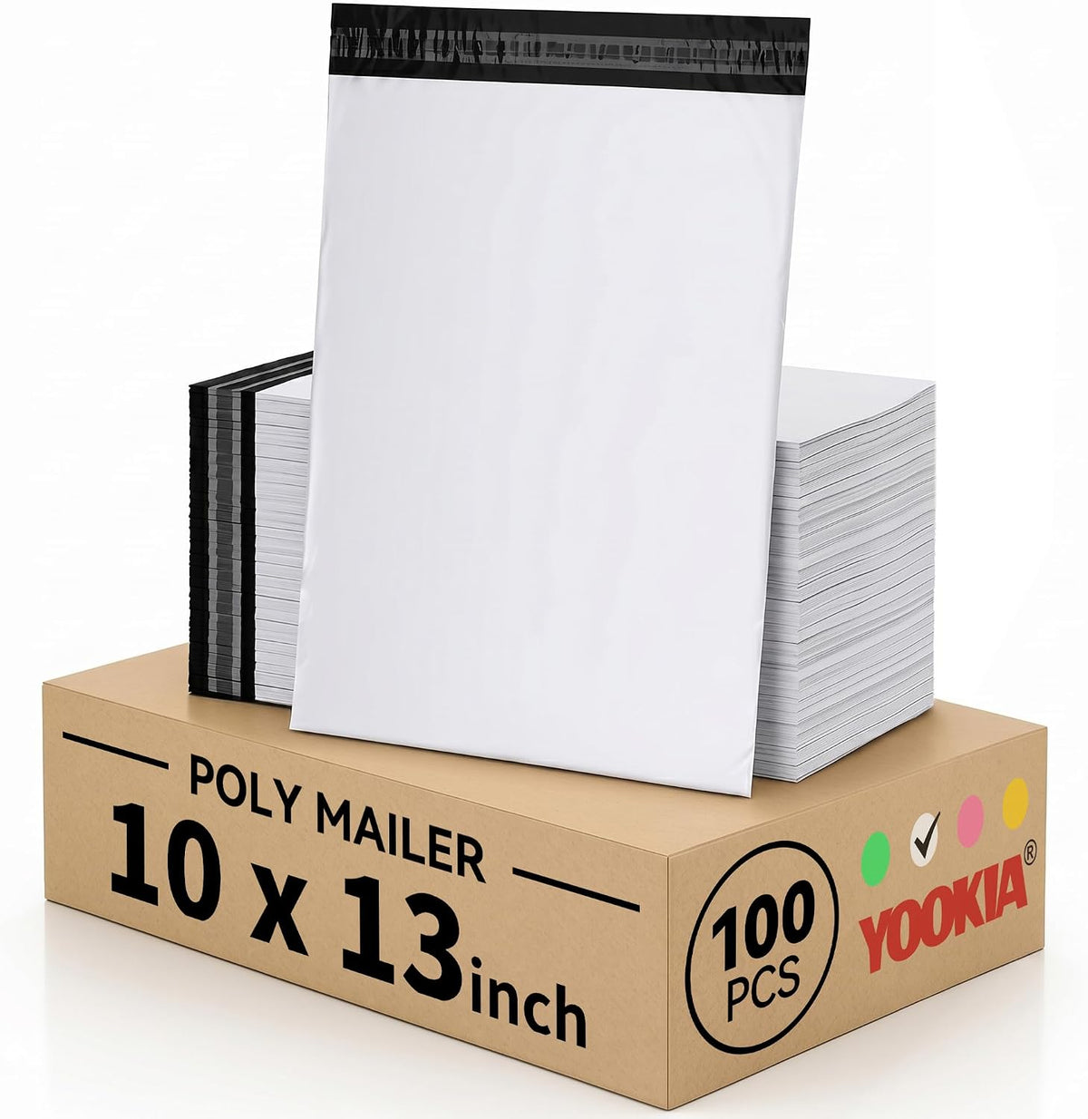 White Poly Mailers 10x13, 100 Pack Self‑Adhesive Shipping Bags