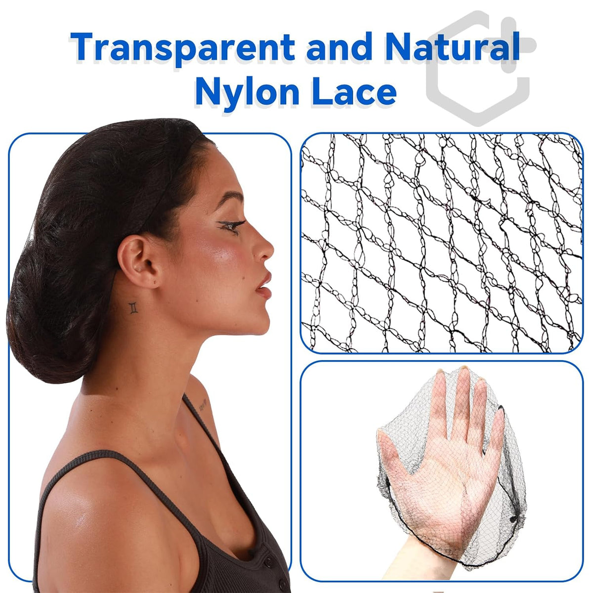 100-Pack 26-Inch Black Nylon Hair Net for Food Service Workers