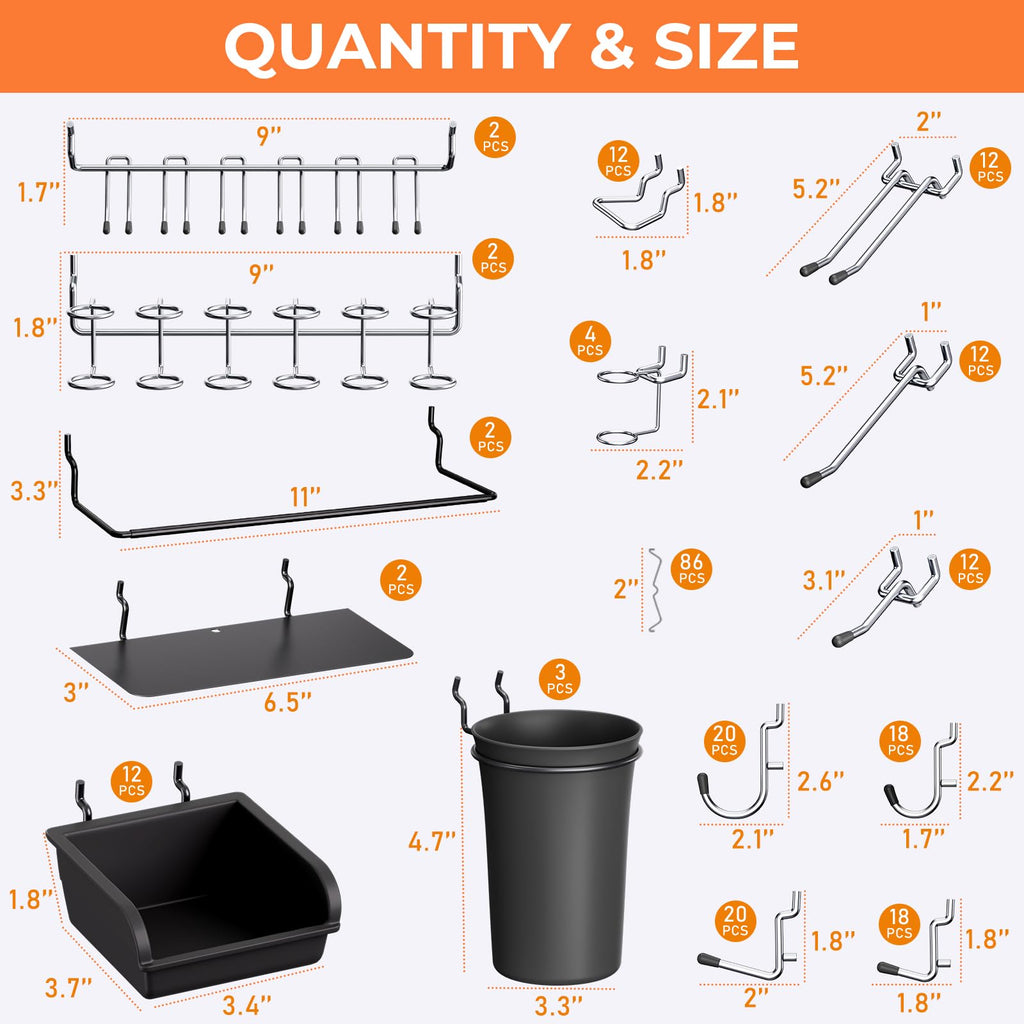 48x36 Inch Metal Peg Board Kit 1/4" Pegboard Hooks Accessories