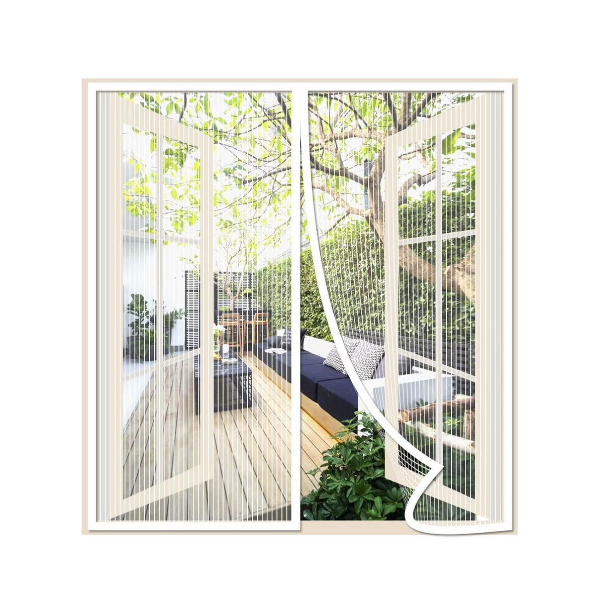 Magnetic Window Screen Self Closing, 26 x 34 inch, White