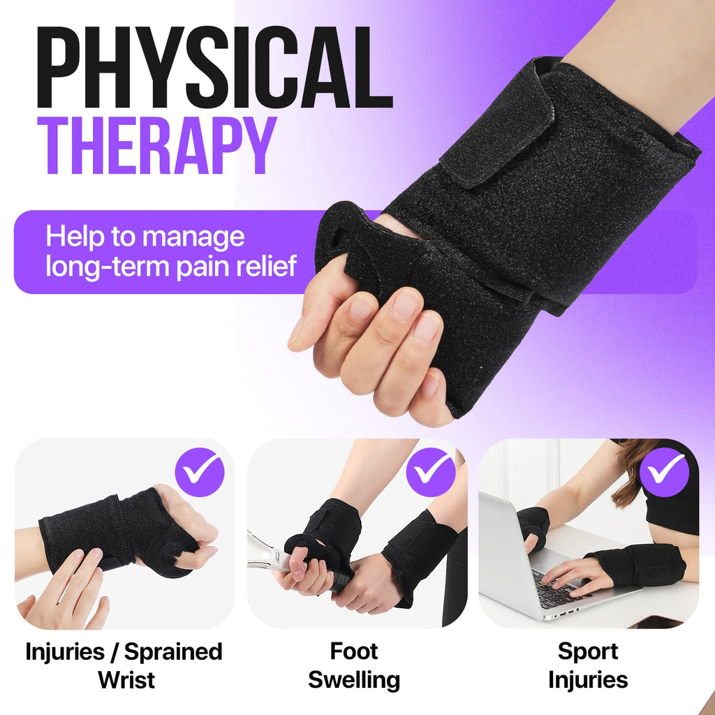 Wrist Ice Pack Wrap - 2 Pack Reusable Hot Cold Therapy Wrist Ice Pack for Carpal Tunnel Relief, Adjustable Wrist Ice