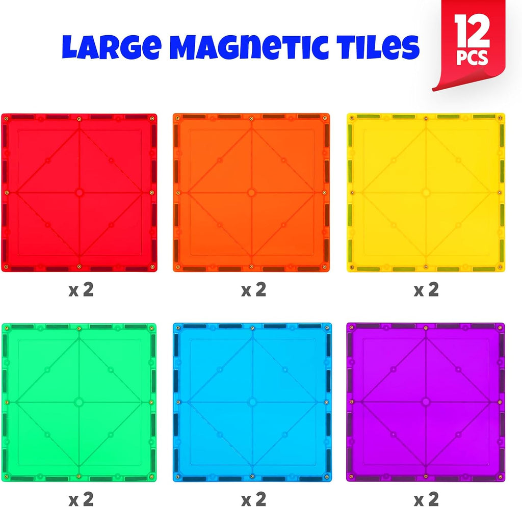 Large Magnetic Tiles 12PCS Square Magnetic Tiles Expansion Pack