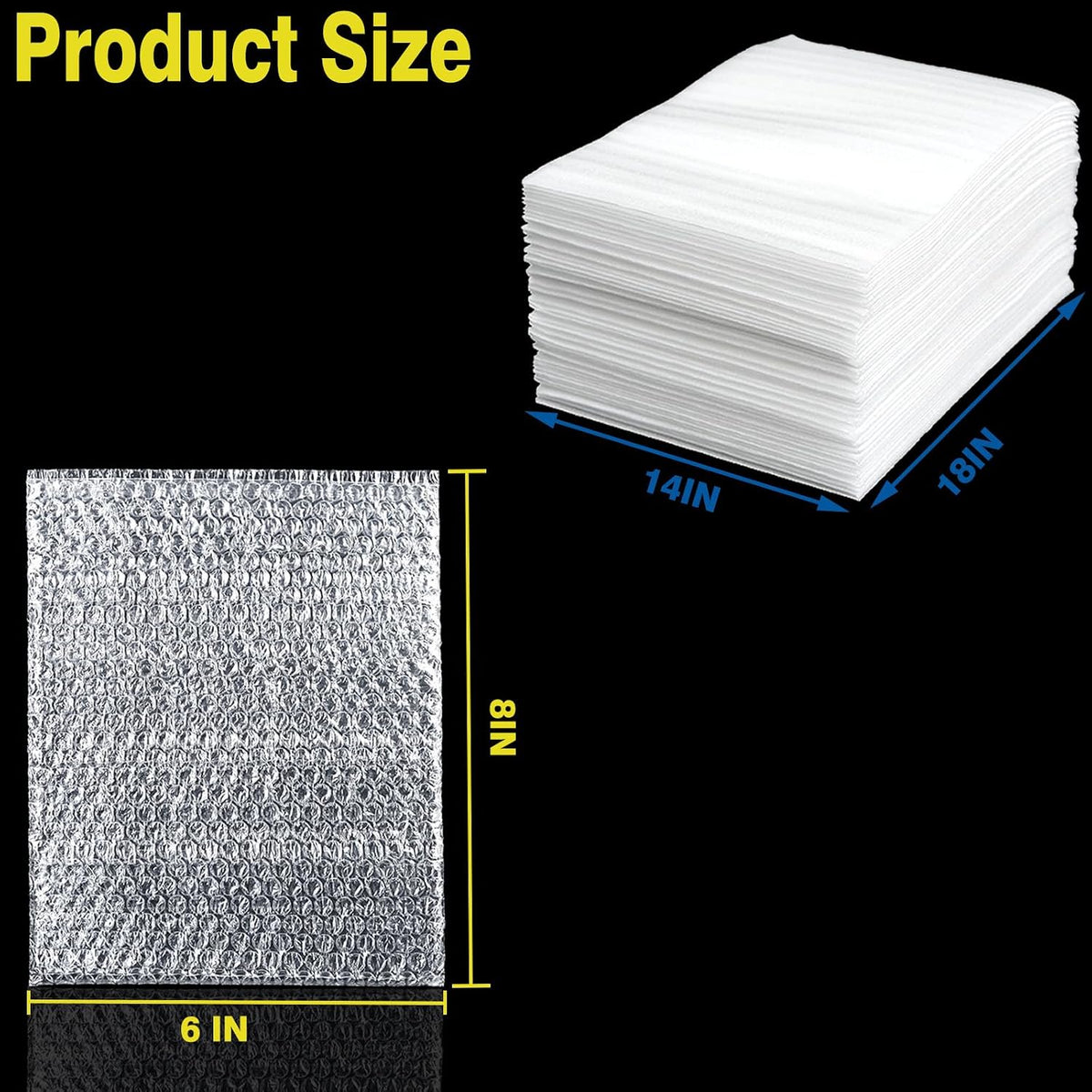 Ultimate Bundle: 100pcs 6x8" Bubble Pouch Wrap+ 25pcs 14x18" EPE Foam Pouches for Secure Shipping & Protection
