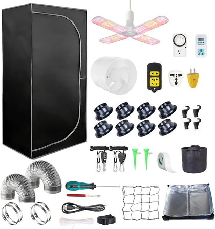 4x4 Grow Tent Kit Complete High Reflective Mylar Indoor Grow Tent 48"x48"x80"+ LED Grow Light Combo Hydroponics