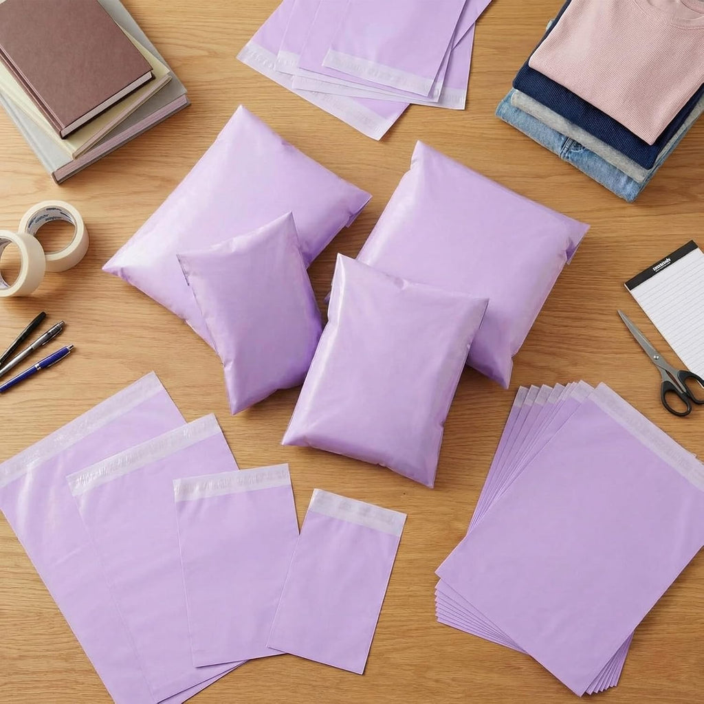 240 Pcs Poly Mailers Variety Size Pack Shipping Bags, Purple