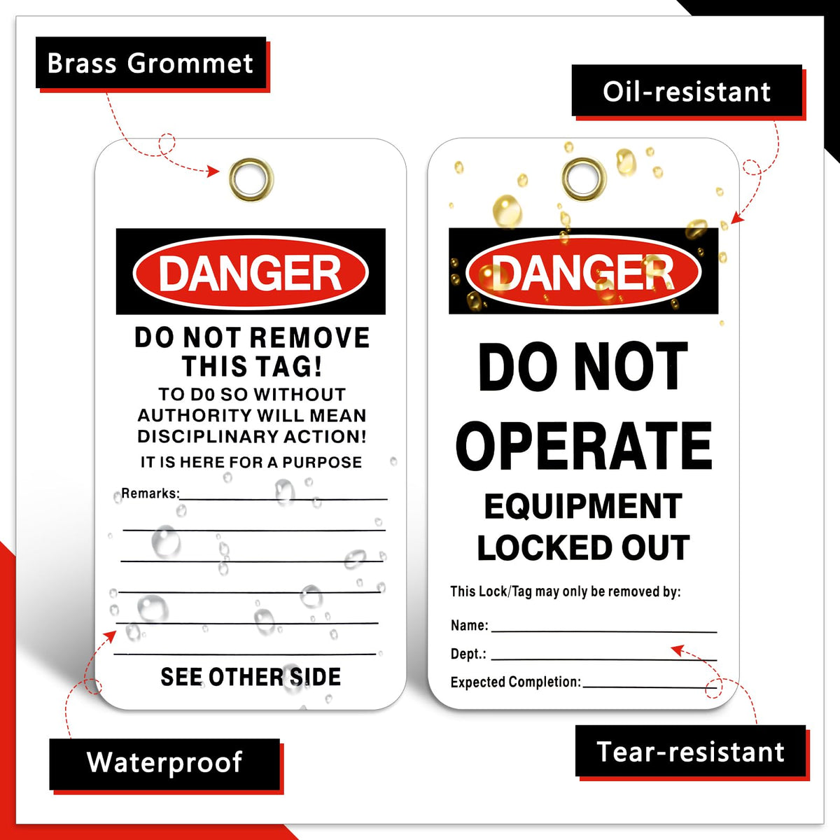 25 Pack Danger Do Not Operate Tags, Do Not Remove Lockout Tag