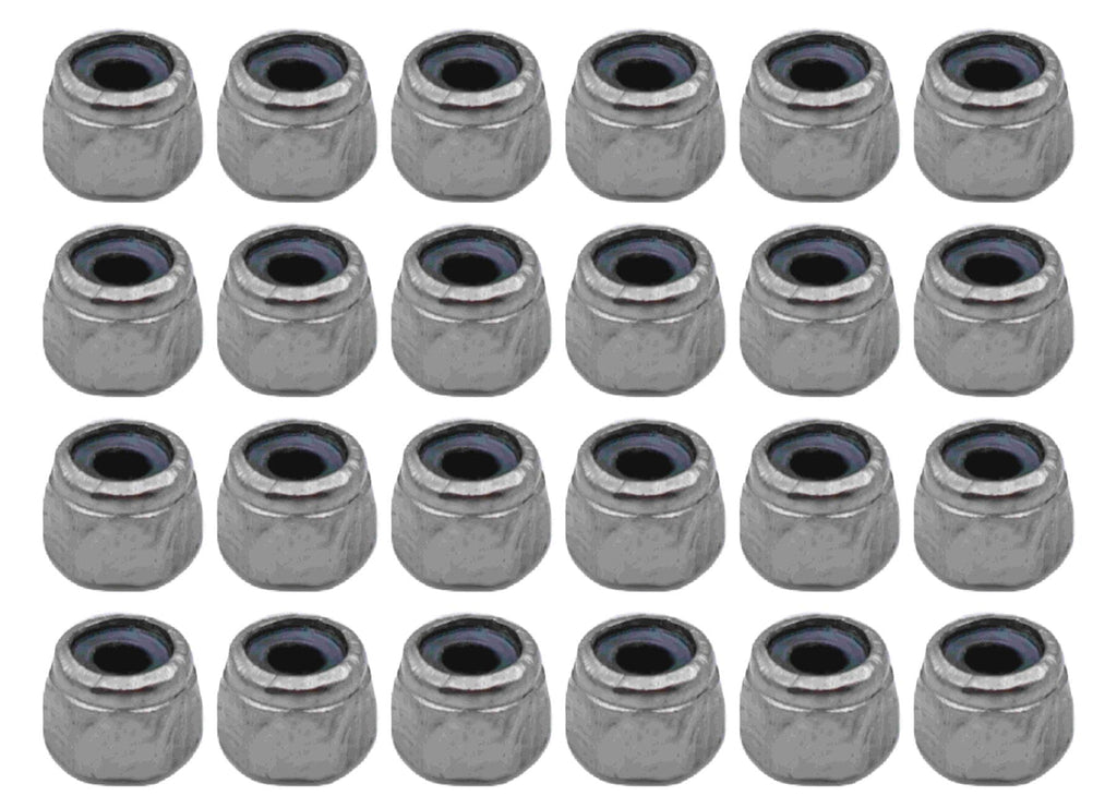 RACOFSB 24 Pcs Fingerboard Locknuts Professional Self Lock Nuts with Nylons Insert (Silver)
