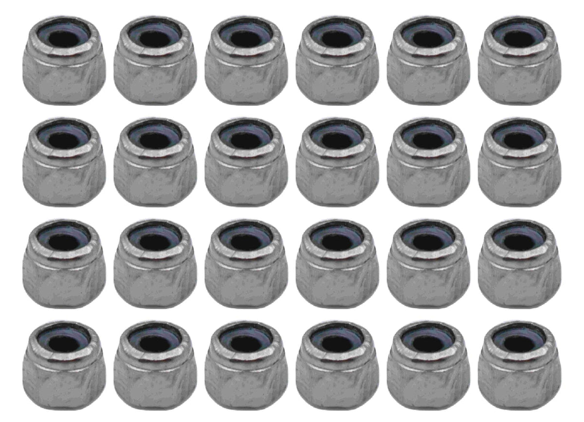 RACOFSB 24 Pcs Fingerboard Locknuts Professional Self Lock Nuts with Nylons Insert (Silver)
