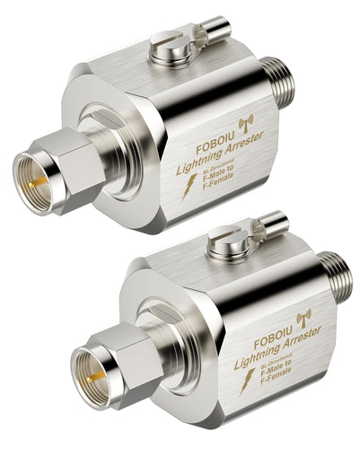 Coaxial Lightning Arrestor 2 Pack, 75Ω F-Male to F-Female