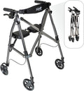 Stander Space Saver Rollator, Lightweight Folding Rolling Walker with Seat for Seniors & Adults, 4-Wheel Mobility Aid