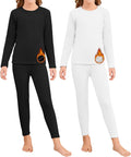 2 Set Girls Thermal Underwear Sets Kids Double-Sided Fleece Lined Long Johns Base Layer Top and Bottom for Cold Weather