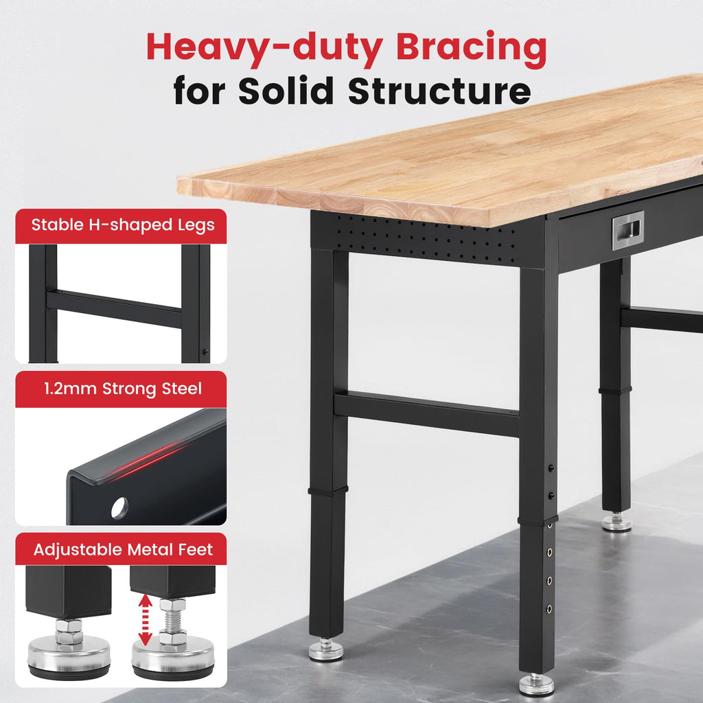 60" Adjustable Height Workbench Heavy Duty Garage Work Bench