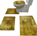 Chenille Bath Rug Sets 4 Piece with Toilet Lid Cover and Rug Set Combo, Soft Shaggy Bath Rug Set 3 Piece and U-Shaped