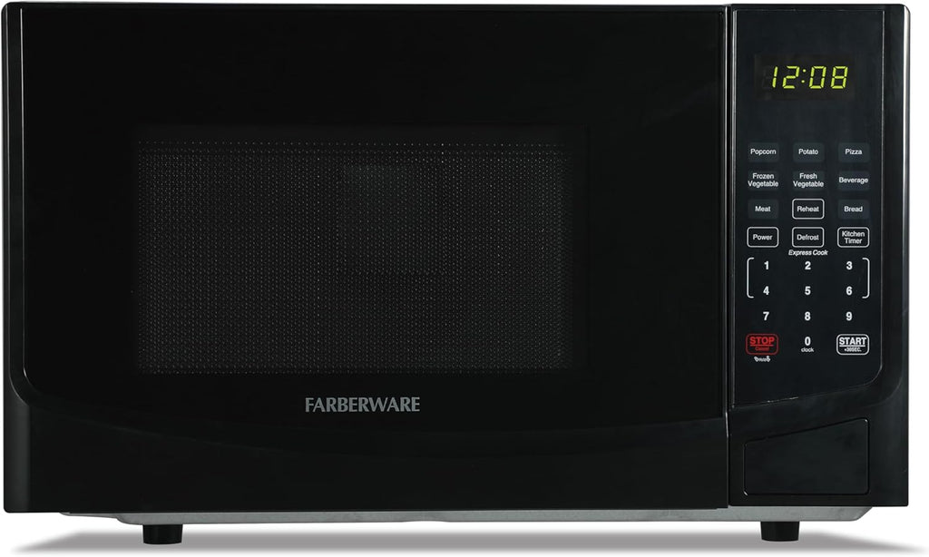 0.9 Cu. Ft. Black Microwave Oven, 900W with LED Display, 10 Power Levels, 8 Auto-Cook Presets, Express Cooking & Defrost