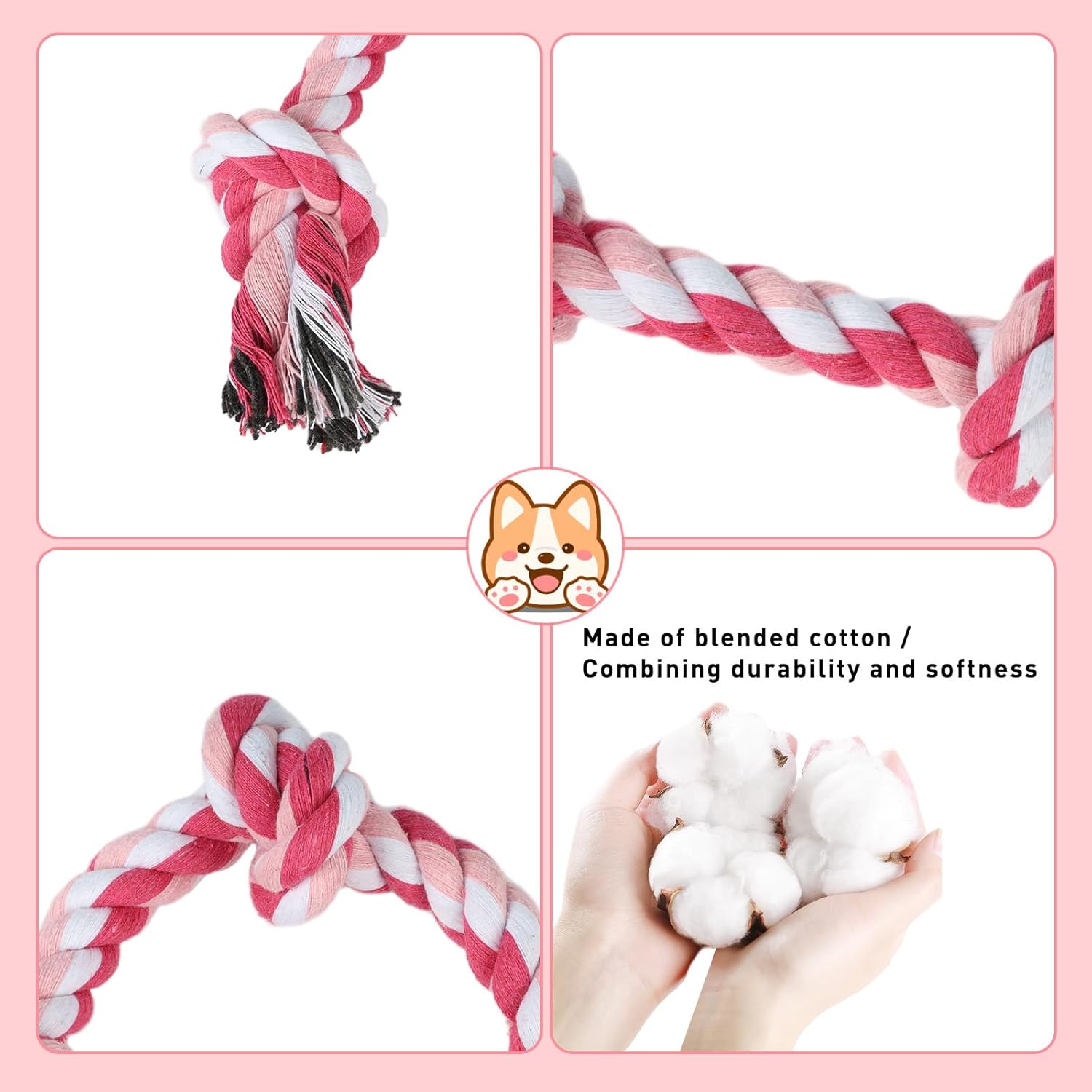 Dog Rope Toy 2 Pack, Rope Toys for Dogs, Chew Ropes for Small Breeds Puppies, Pull Toy for Tug of War, Energy