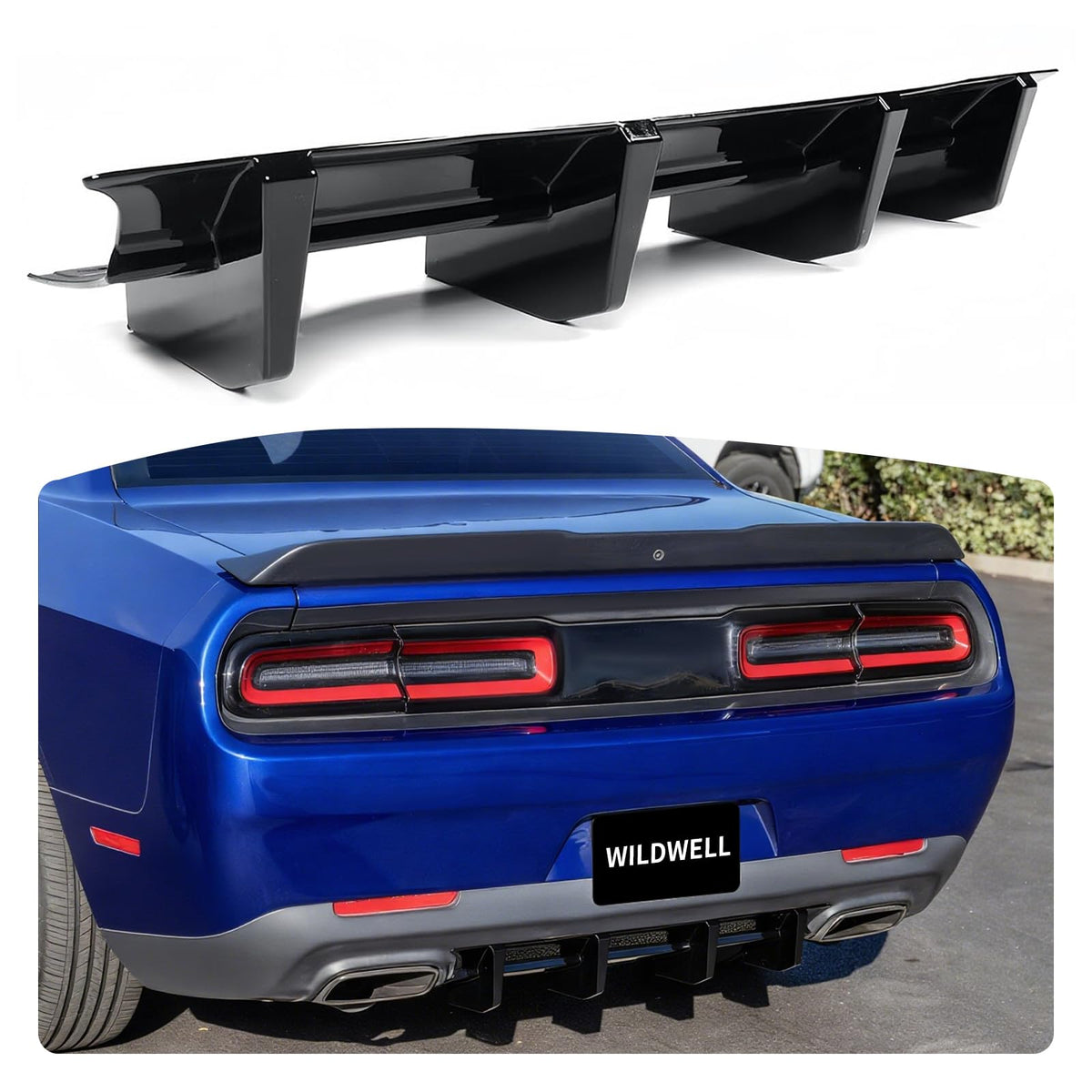WildWell Rear Bumper Diffuser Compatible with 2015-2024 Dodge Challenger