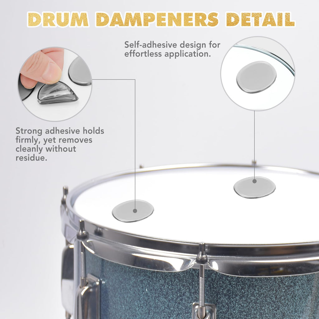 Drum Accessories Set: 30 Drum Dampeners Gels + 2 Drum Keys