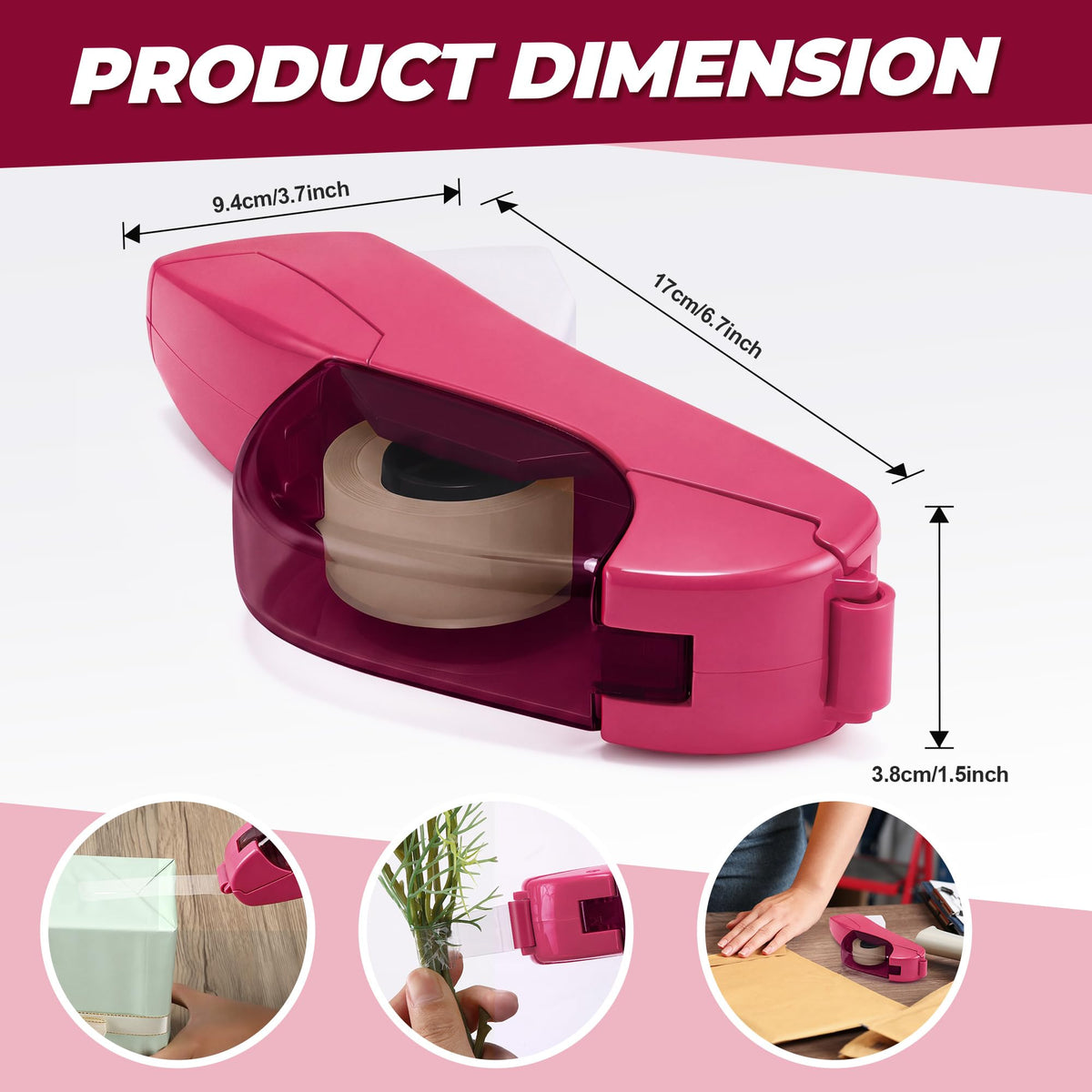 Automatic Tape Dispenser with Multiple Rolls of Tape, Red