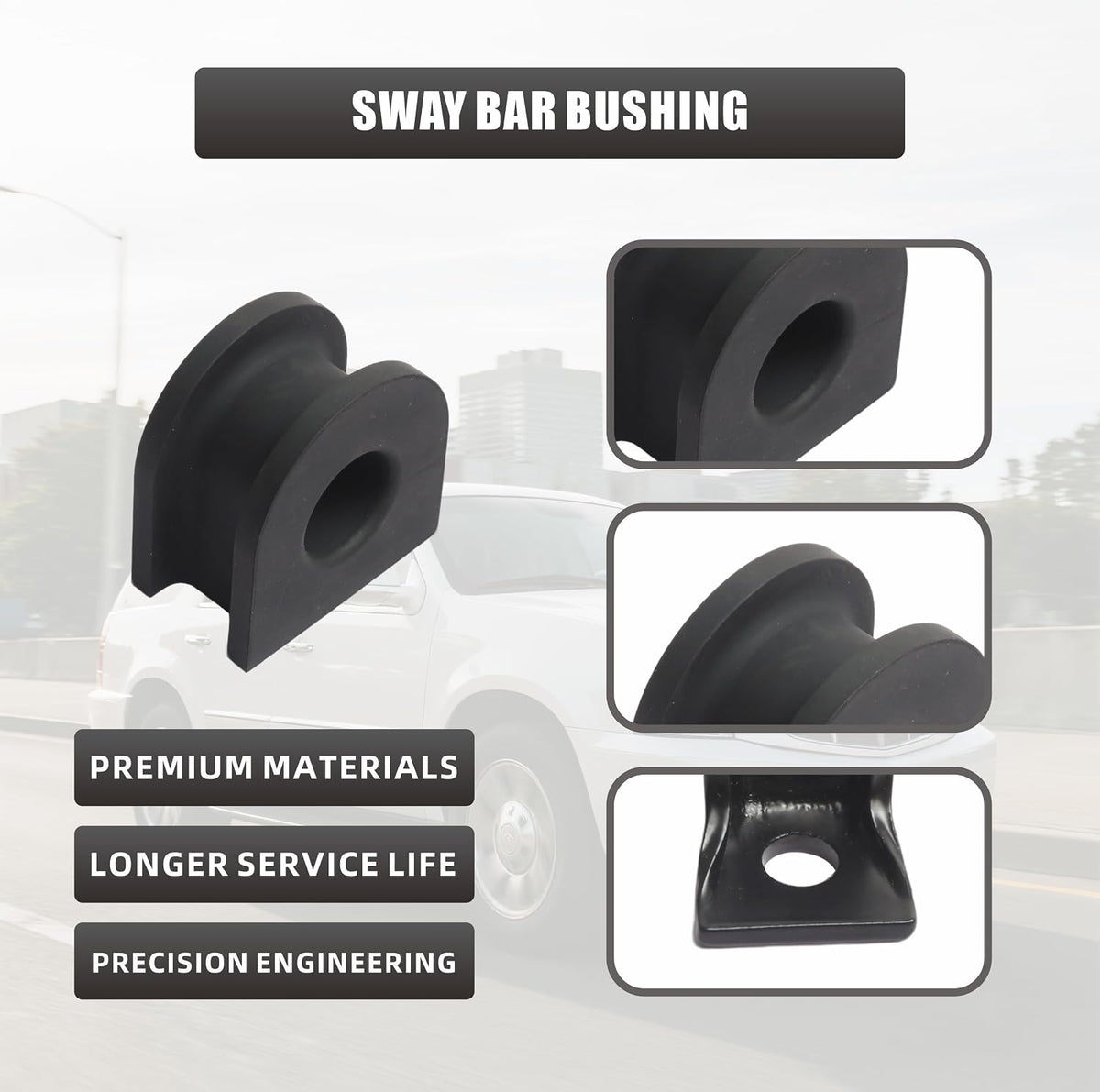 928-344 Front Sway Bar Bushings For Cadillac Chevy GMC Vehicle Escalade Avalanche Express Silverado Tahoe Suburban Savana Yukon Replace 1985-2007 Replace #K6408 28mm(Black)