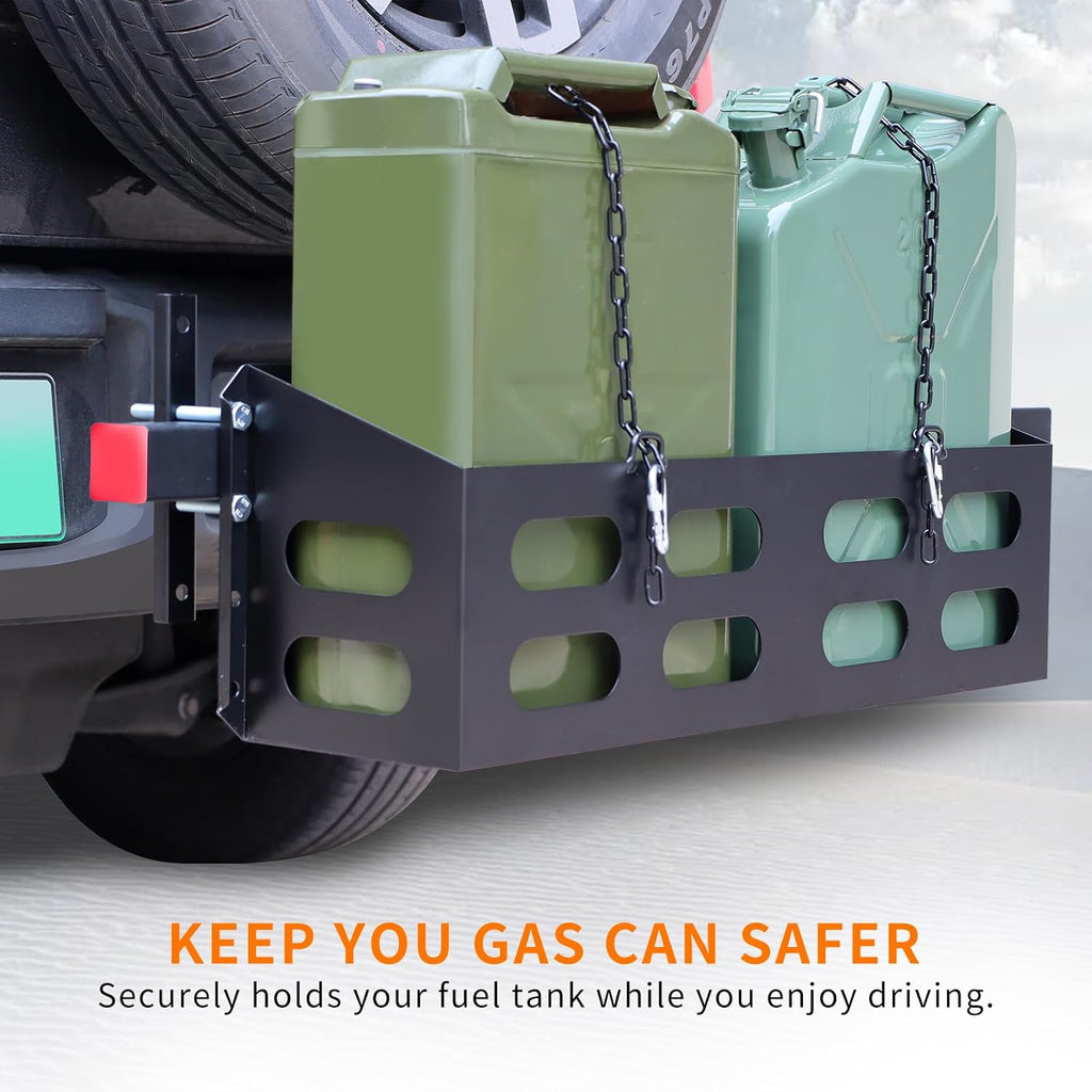 Dual Jerry Gas Cans Holder Rack for Two 5 Gallon/20 Liter Steel Jerry Cans, Lockable Metal Steel Jerry Gasoline Cans
