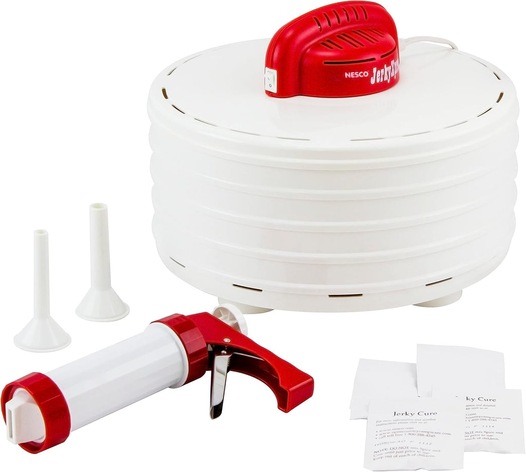 FD-28JX JerkyXpress Food Dehydrator with Accessories for Beef Jerky, 4 Trays, White