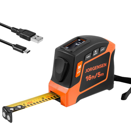 Digital Tape Measure, 16Ft Rechargeable Digital Measuring Tape Ft/Ft+in/in/M/CM/MM Unit, Metric & Inches Tape