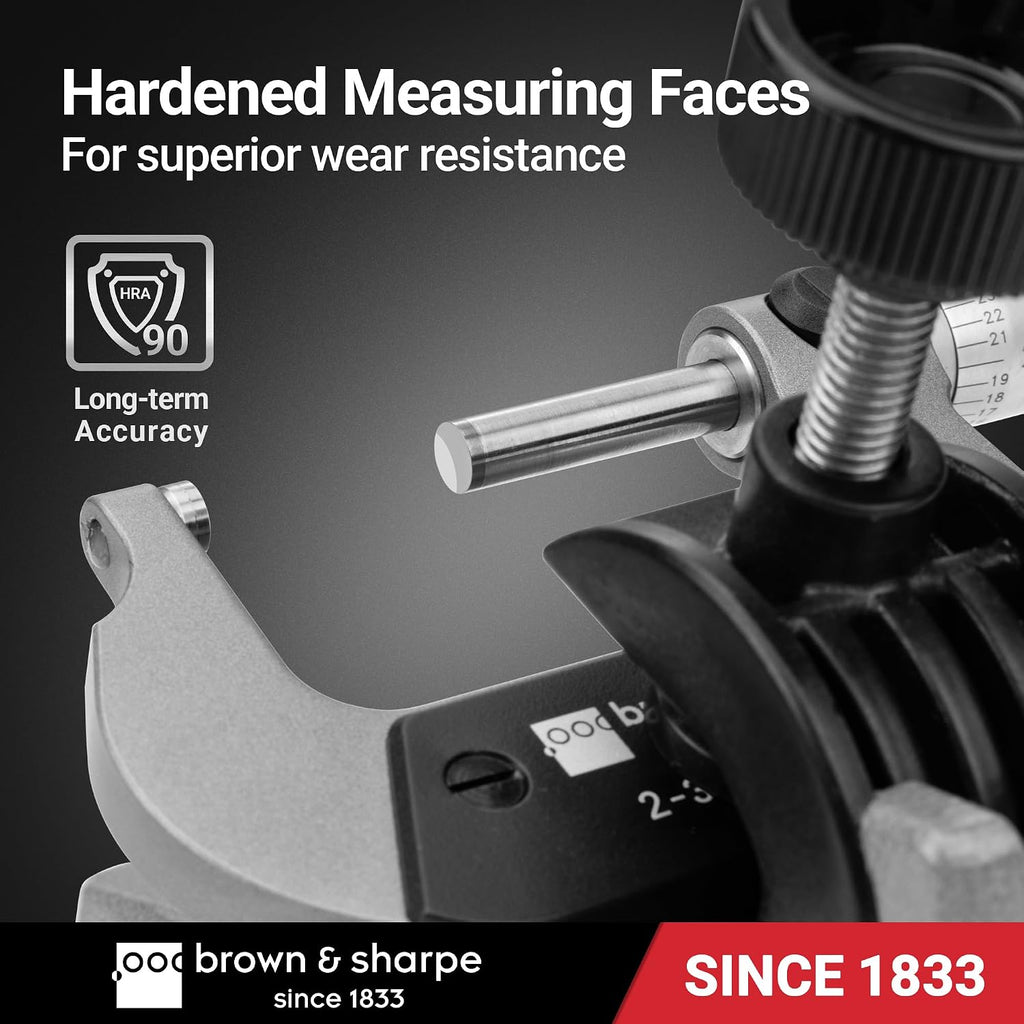 Brown & Sharpe 2-3" Outside Micrometer, 0.001" Graduation, Carbide Faces