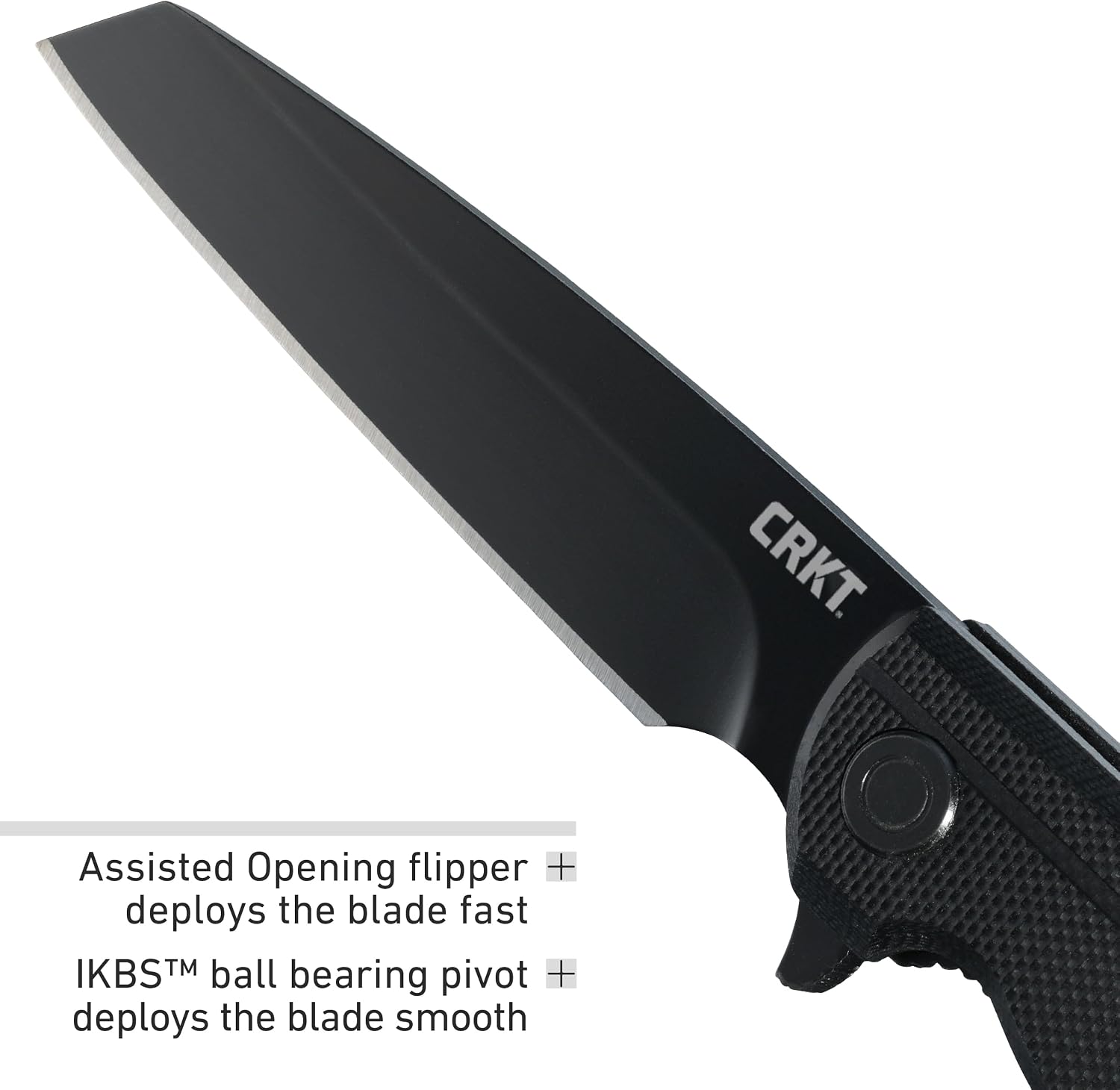 LCK + EDC Assisted Folding Knife with Liner Lock, Black, 3802K | 3.24" Tanto Blade, Lightweight GRN Handle, Stainless