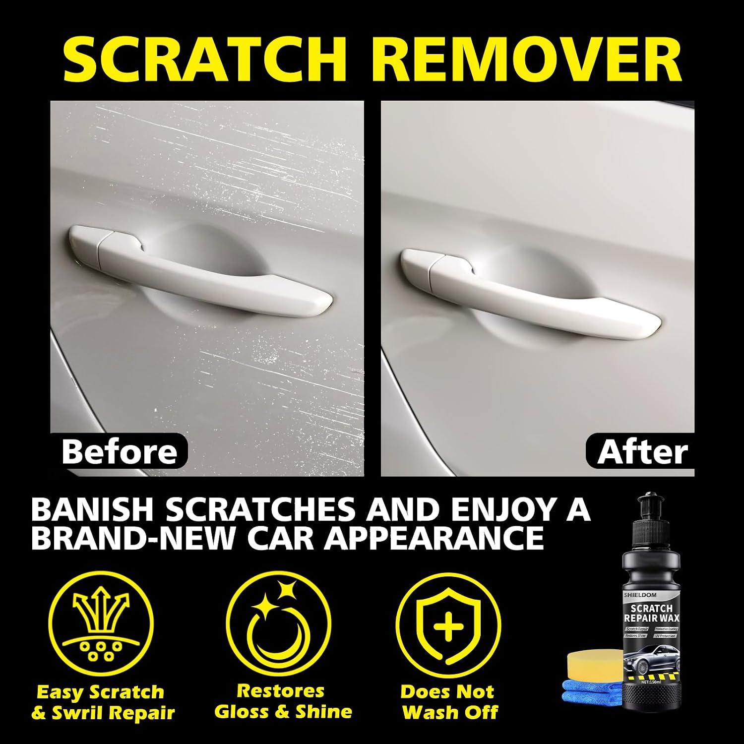 Car Scratch Remover Vehicles Scuff Repair Wax Erase Auto Paint Scratches Swirls Removal Rubbing Compound with Buffer