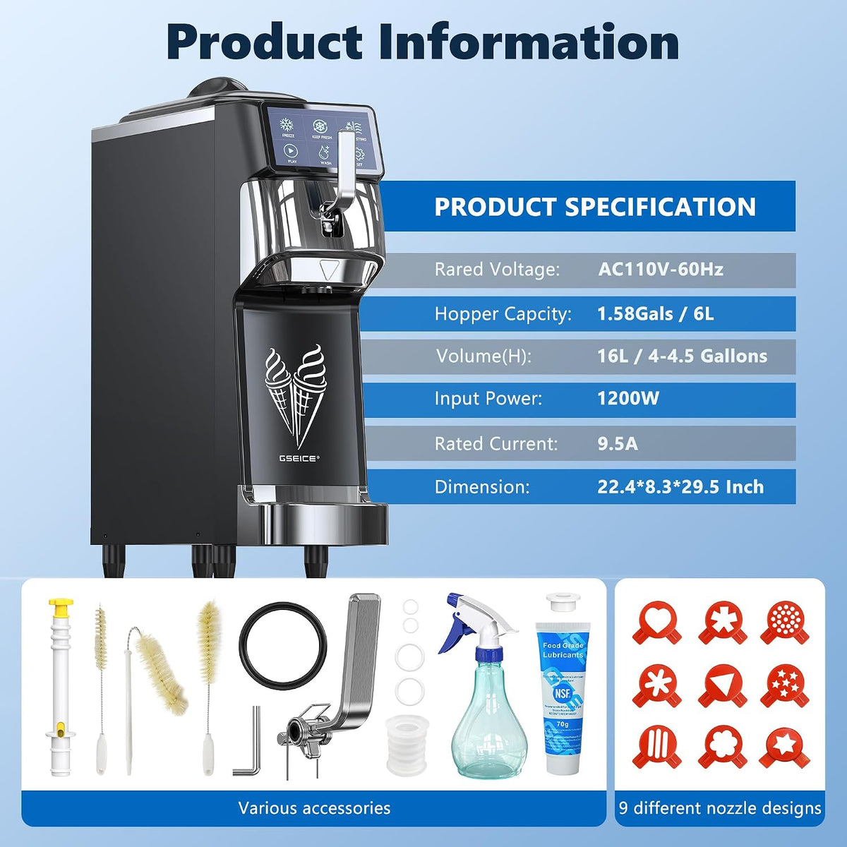 Commercial Soft Serve Ice Cream Maker Machine